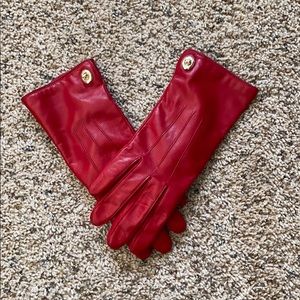 Red Coach Leather Gloves